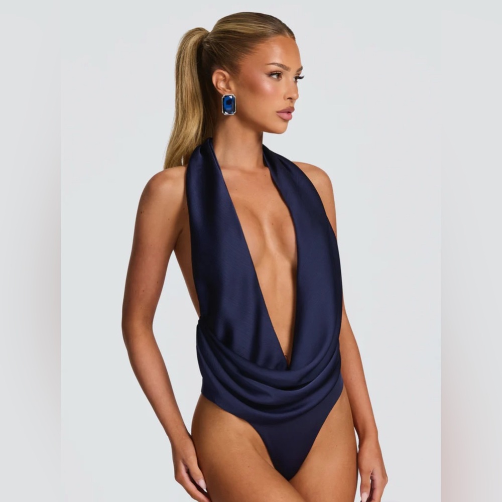 BABYBOO Fashion Eleni Bodysuit Navy Size M BNWT Cocktail Date Night Halter